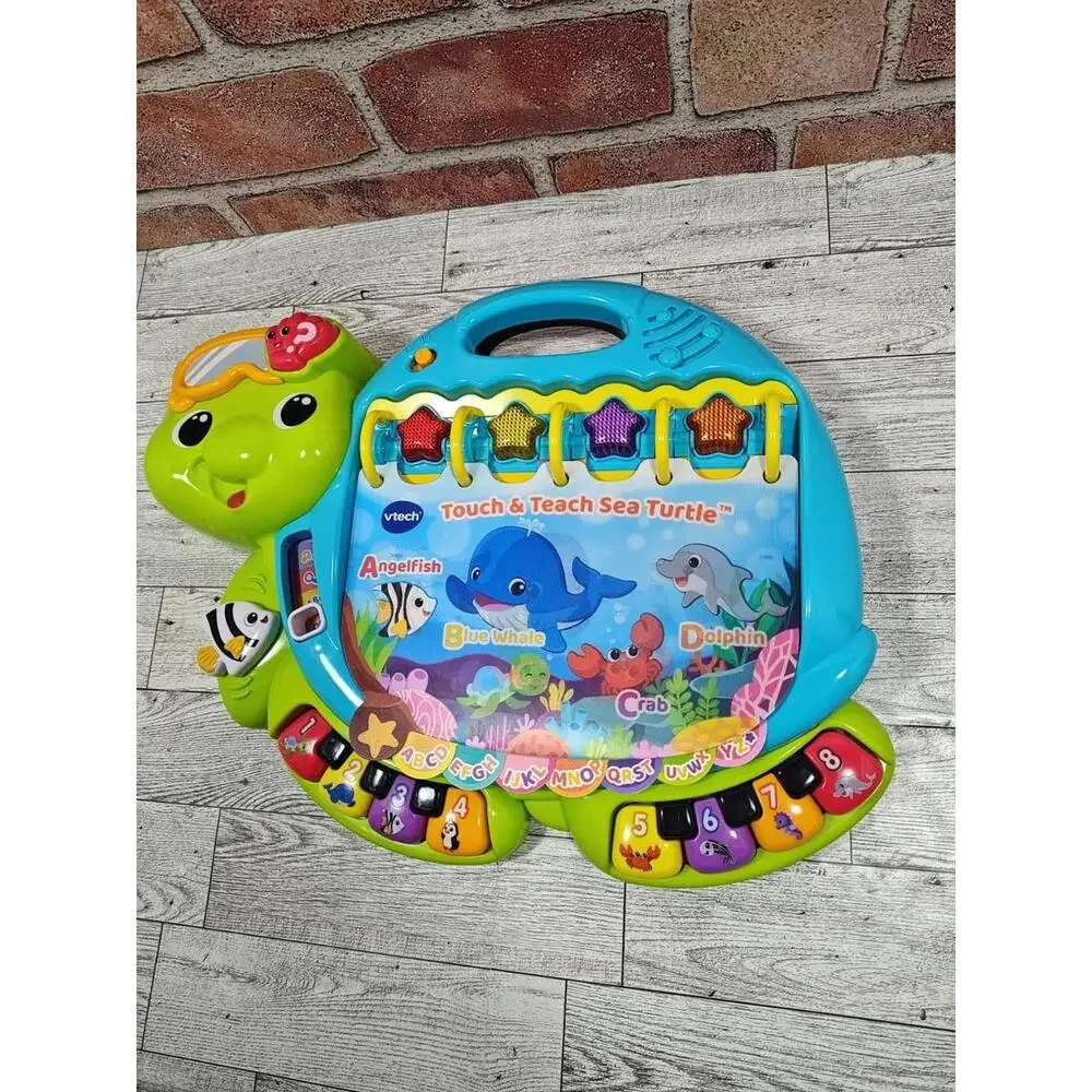 VTech Touch Teach Sea Turtle Interactive Learning Book Alphabet Numbers Lights